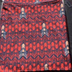 LulaRoe Cassie Skirt Art Deco Print -red